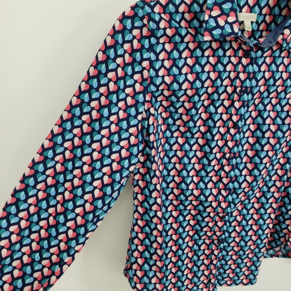 Talbots Heart Print Button Down Blouse Sz SP - Picture 4 of 8